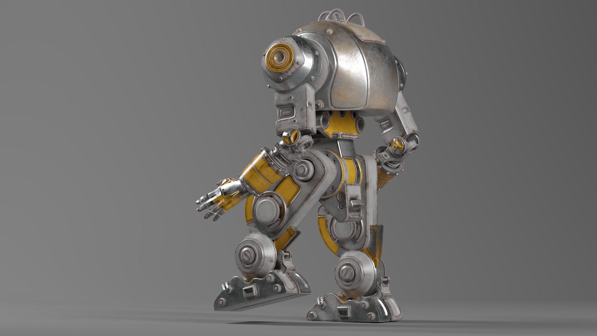 Mechanical Robot Game Animation Ready Low-poly 3D model_10
