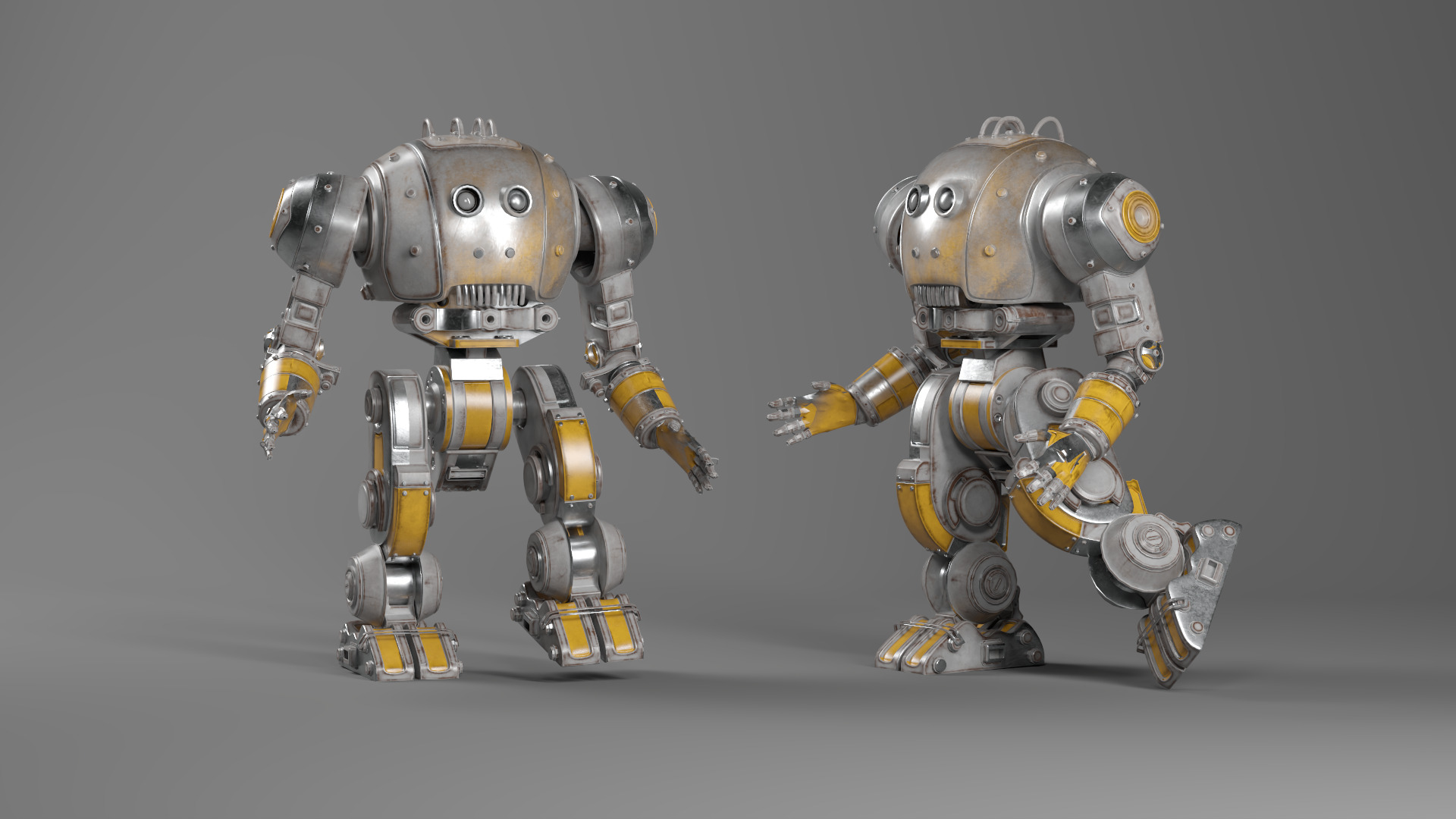 Mechanical Robot Game Animation Ready Low-poly 3D model_2