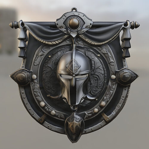 Medieval Warrior Wall Emblem Low-poly 3D model