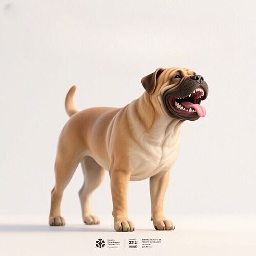 1116Colorful 3D Model Laughing Dog breed Dogue 3D print model