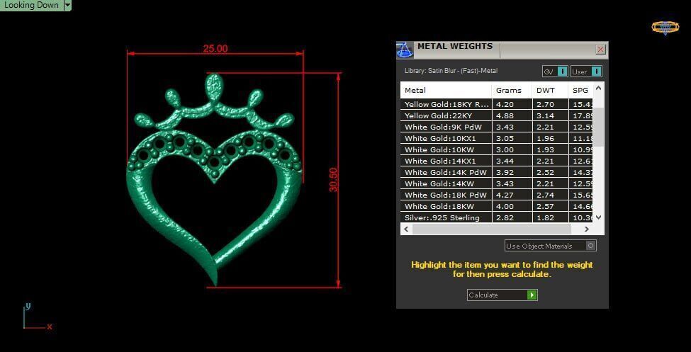 heart form pendant with m noise 3D print model_5