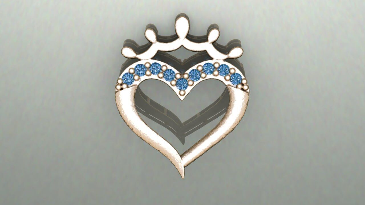 heart form pendant with m noise 3D print model_2