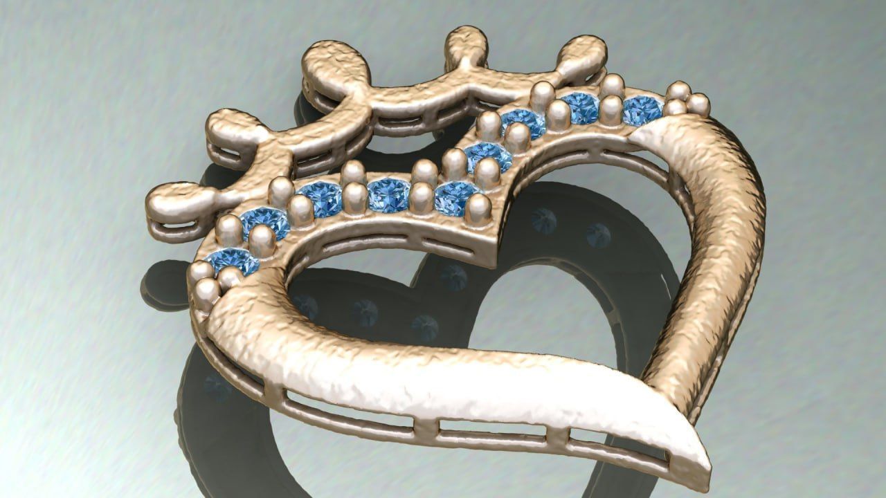 heart form pendant with m noise 3D print model_1