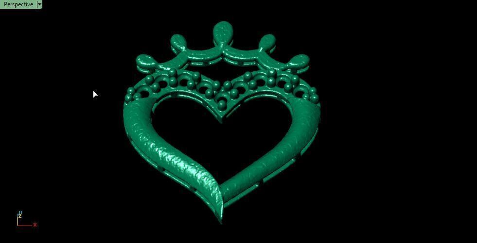 heart form pendant with m noise 3D print model_3