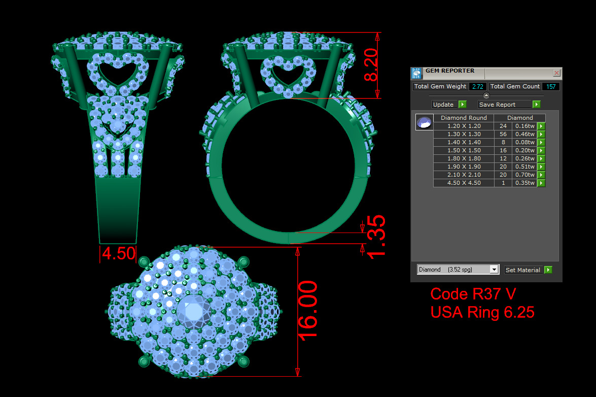 Stylish 3D Ring Model for Jewelry Making And printing Code R37 3D print model_6