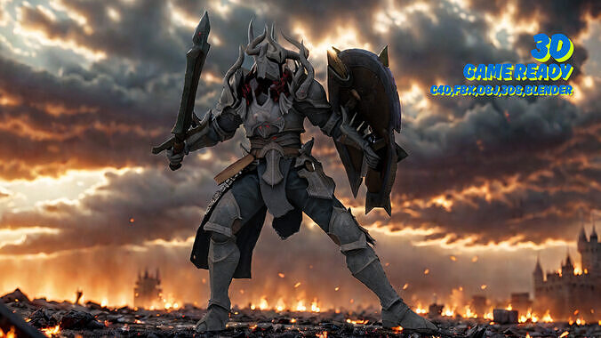Realistic Armored Knight Warrior  Game Ready 3D Model Low-poly 3D model