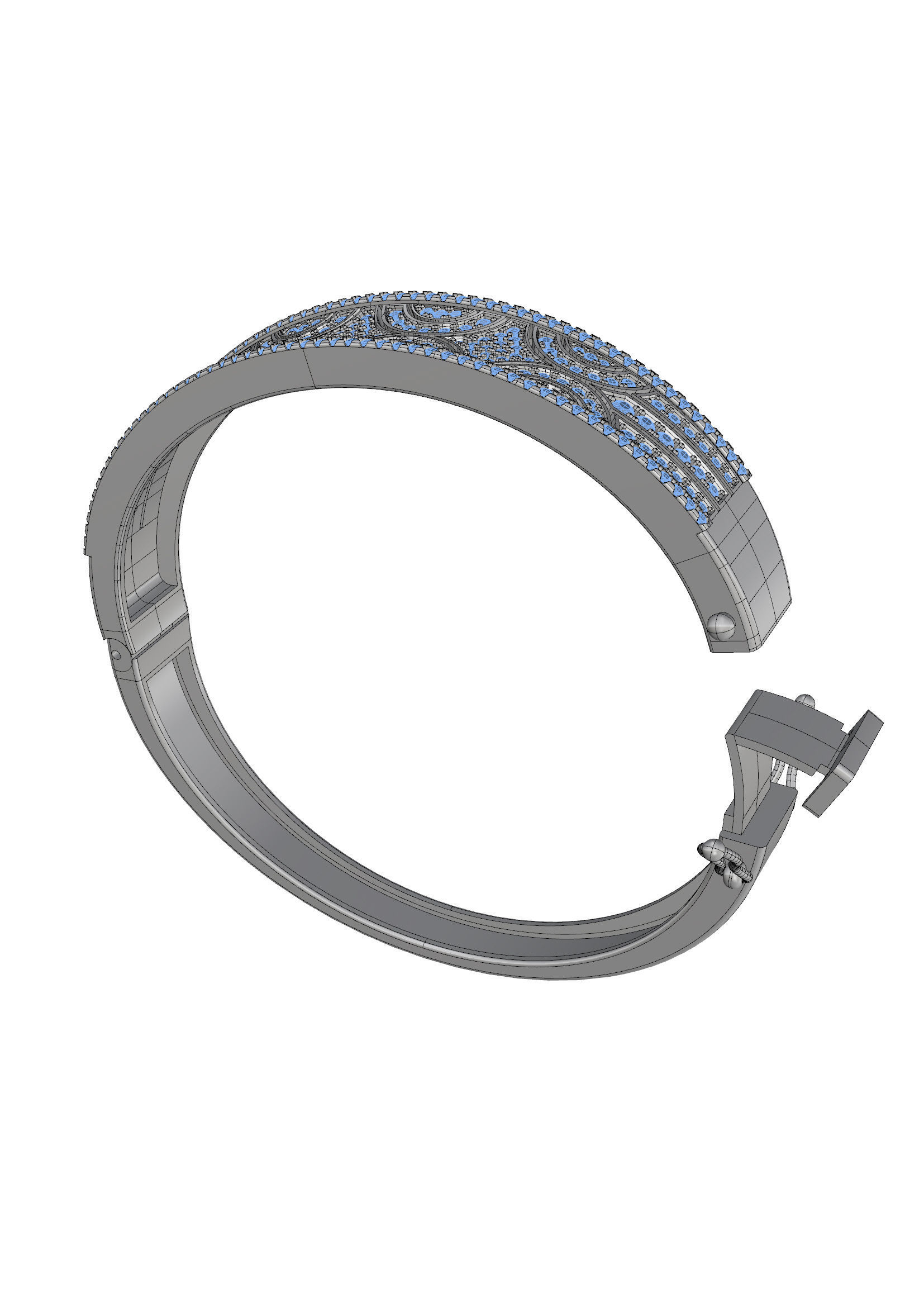 Bracelet sapphire bangle 3D print model_3