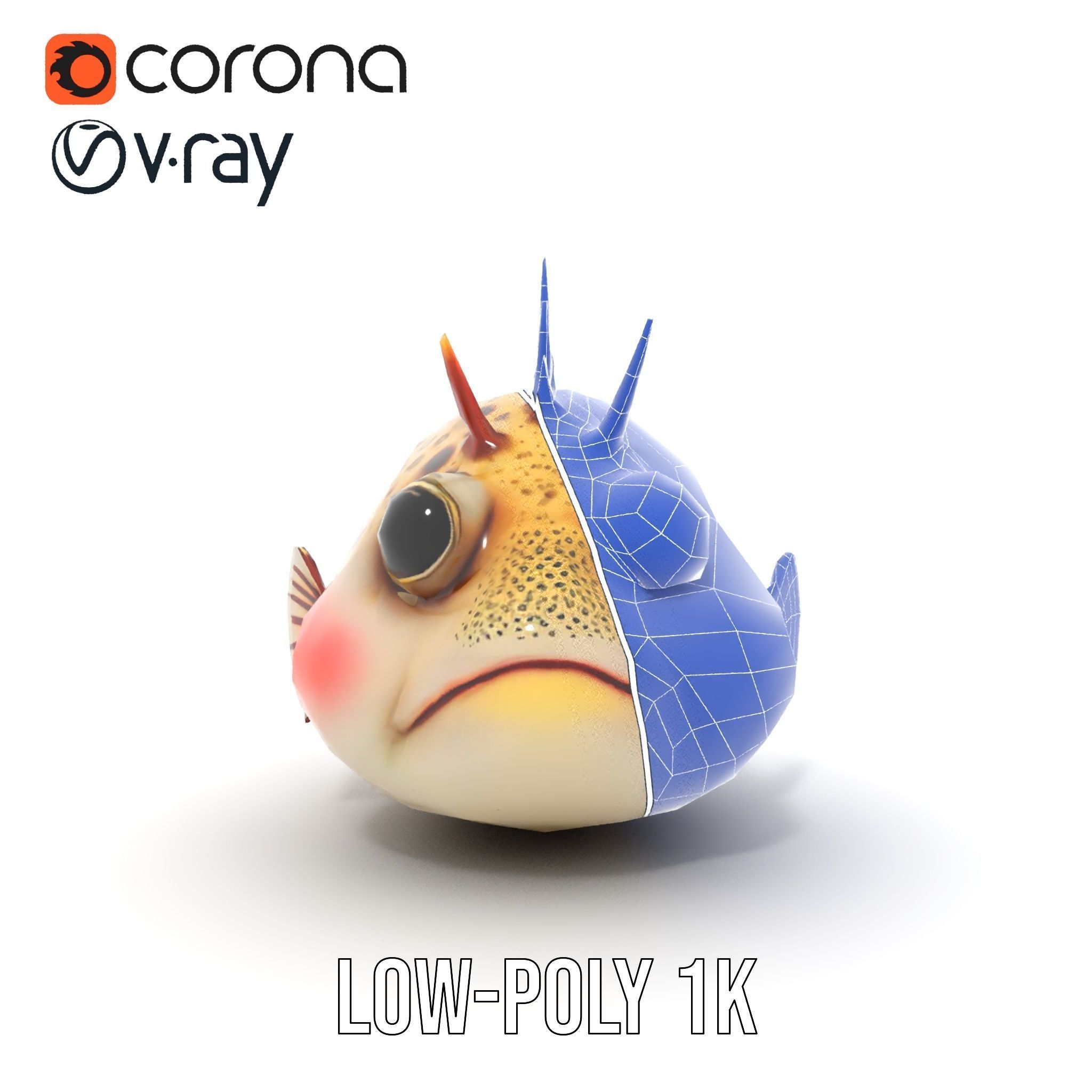 Spiky Fish Model Pack Cartoon Style D Model Collection Low-poly 3D model_29