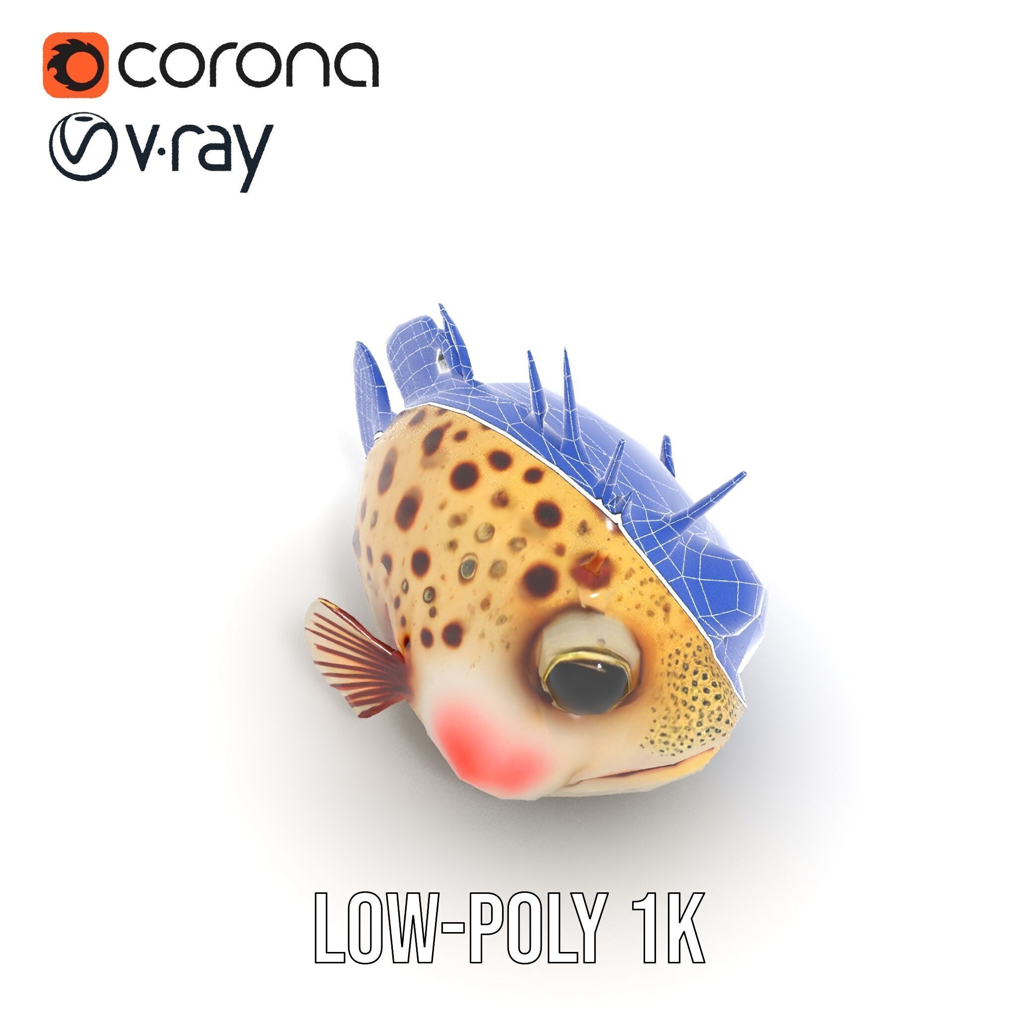 Spiky Fish Model Pack Cartoon Style D Model Collection Low-poly 3D model_15