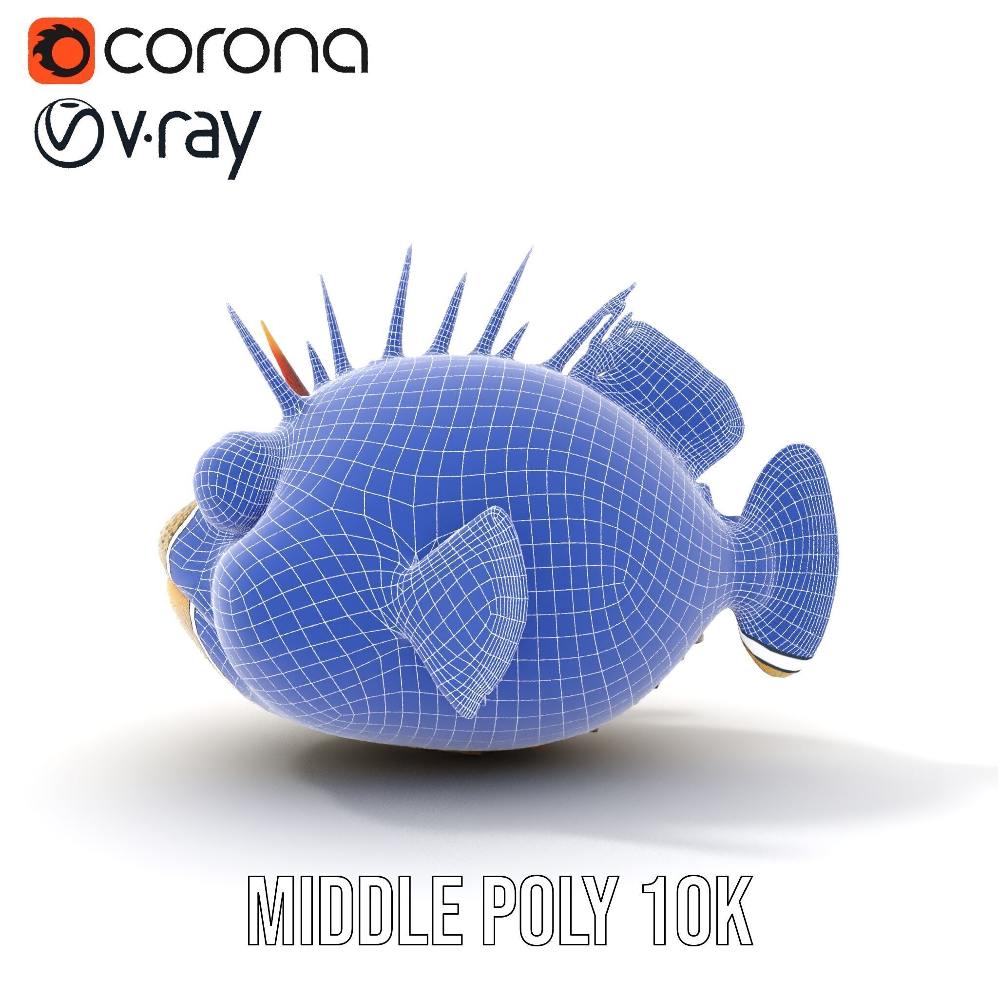 Spiky Fish Model Pack Cartoon Style D Model Collection Low-poly 3D model_22