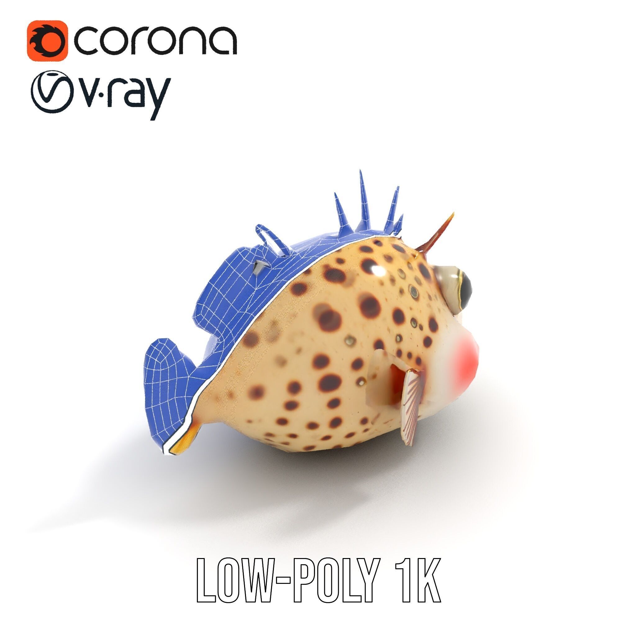 Spiky Fish Model Pack Cartoon Style D Model Collection Low-poly 3D model_26