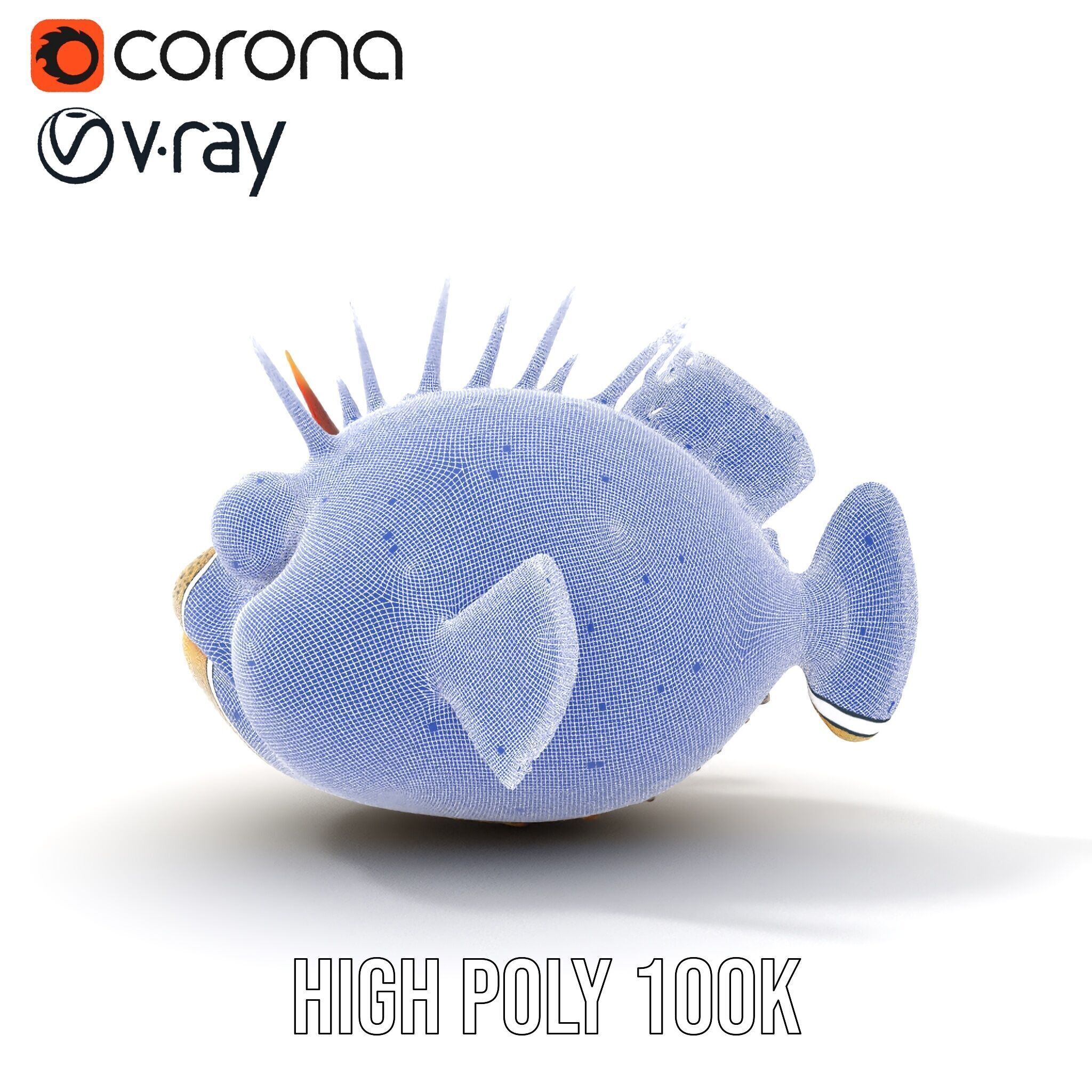 Spiky Fish Model Pack Cartoon Style D Model Collection Low-poly 3D model_33