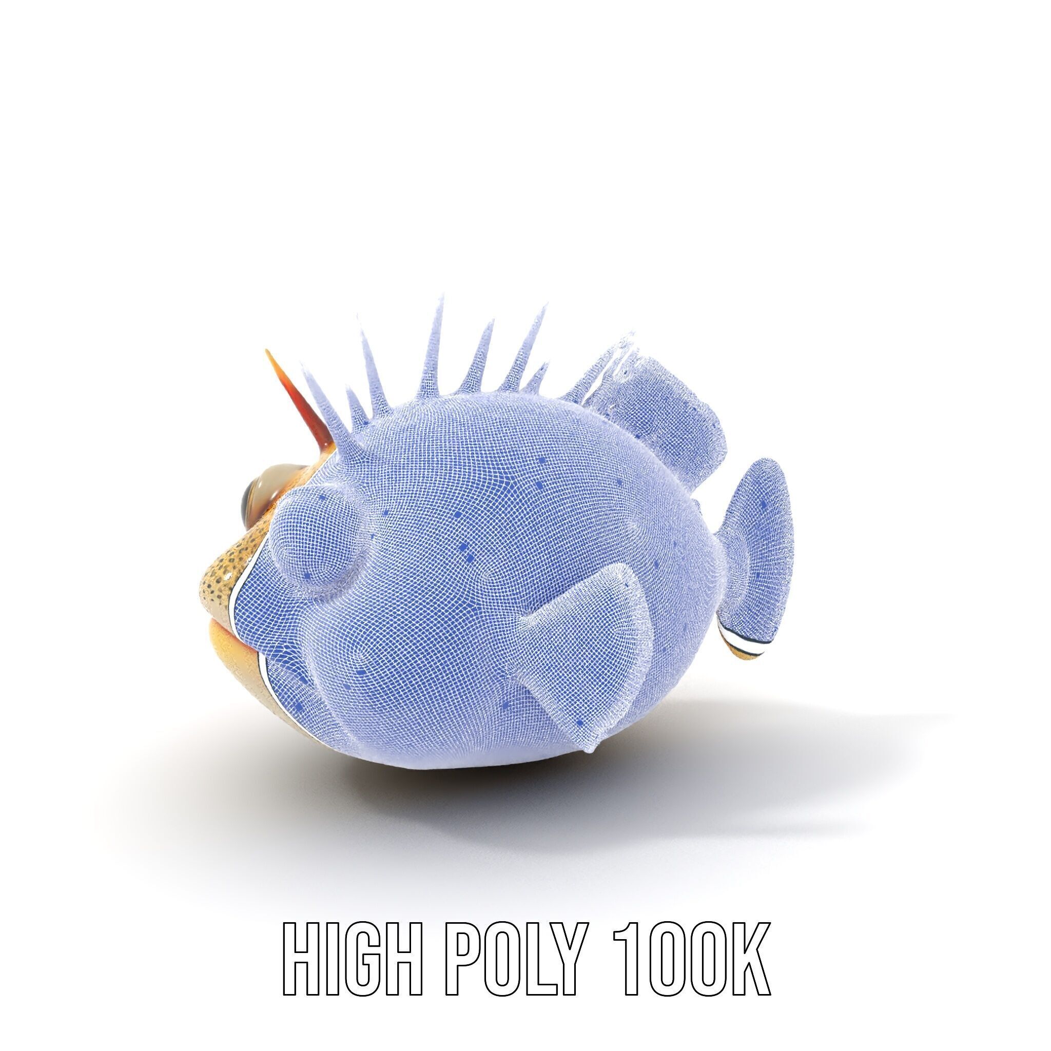 Spiky Fish Model Pack Cartoon Style D Model Collection Low-poly 3D model_5