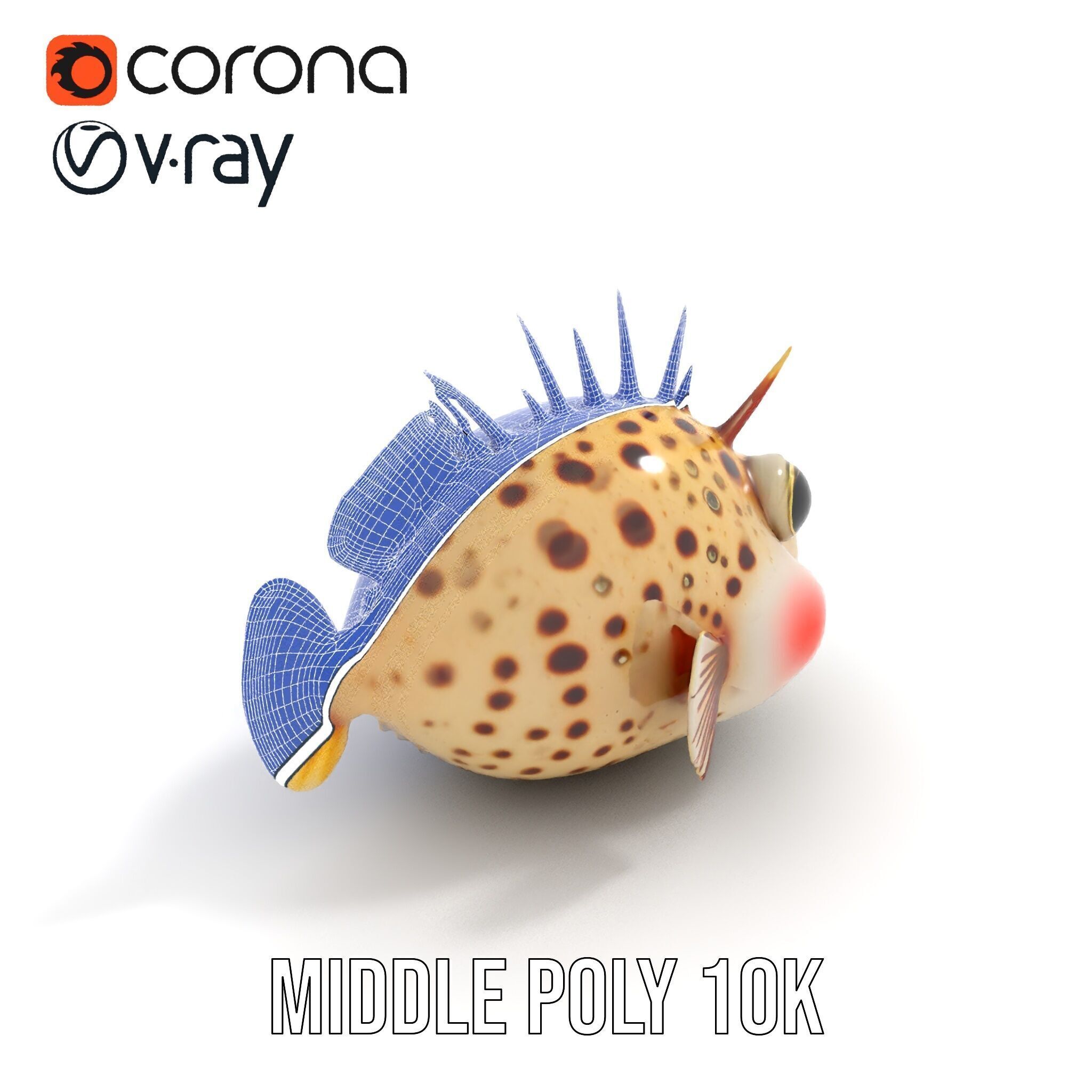 Spiky Fish Model Pack Cartoon Style D Model Collection Low-poly 3D model_19