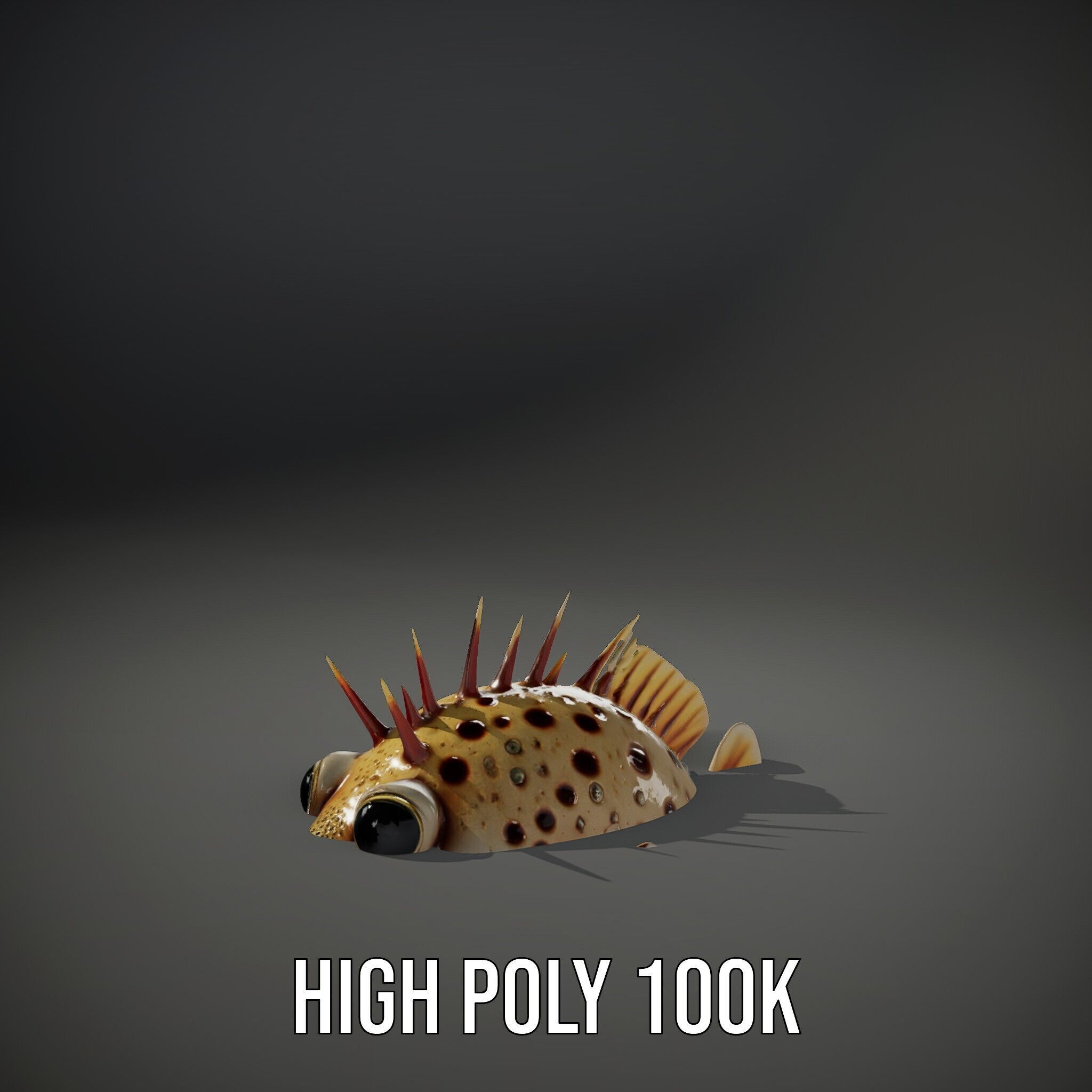 Spiky Fish Model Pack Cartoon Style D Model Collection Low-poly 3D model_11