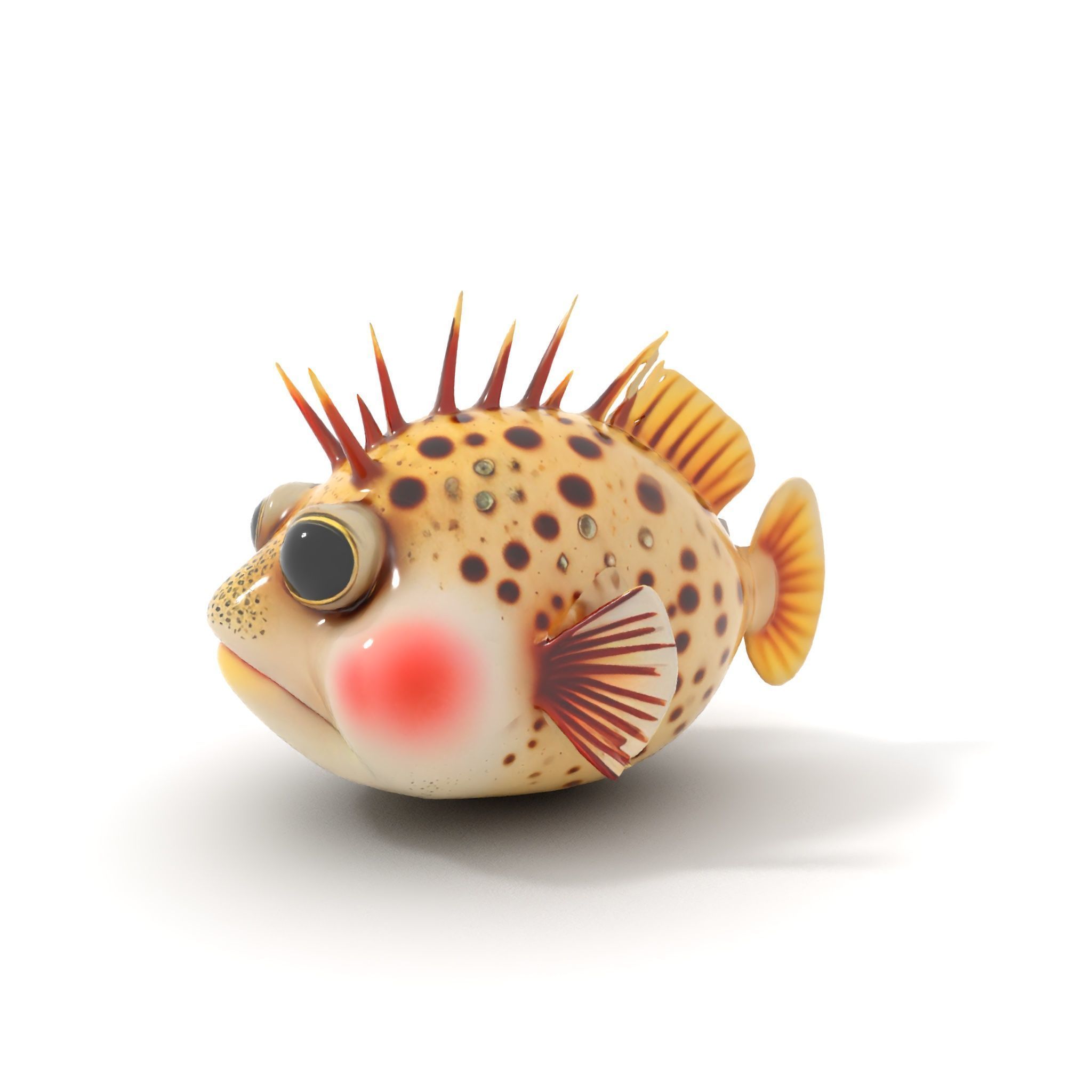 Spiky Fish Model Pack Cartoon Style D Model Collection Low-poly 3D model_6