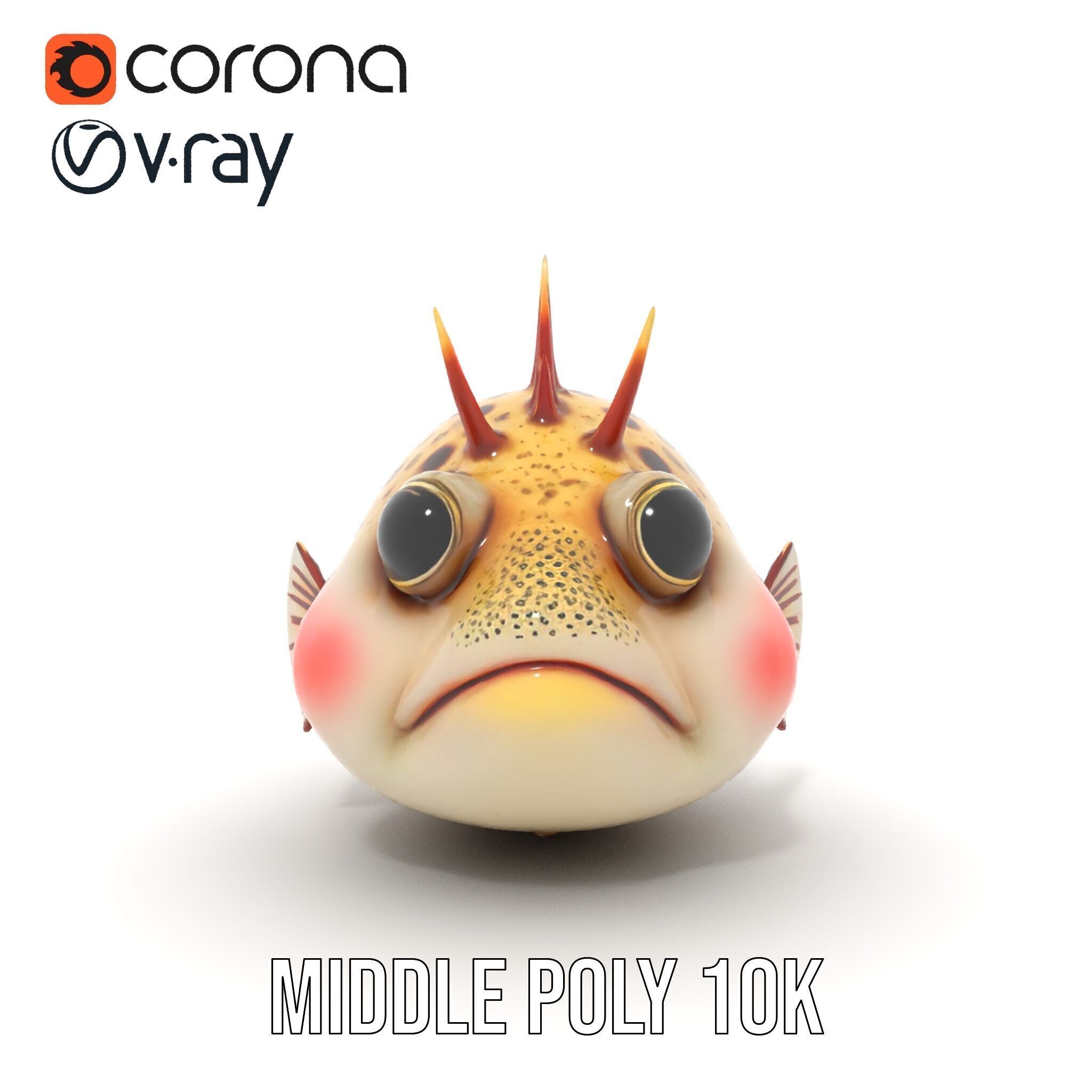 Spiky Fish Model Pack Cartoon Style D Model Collection Low-poly 3D model_14