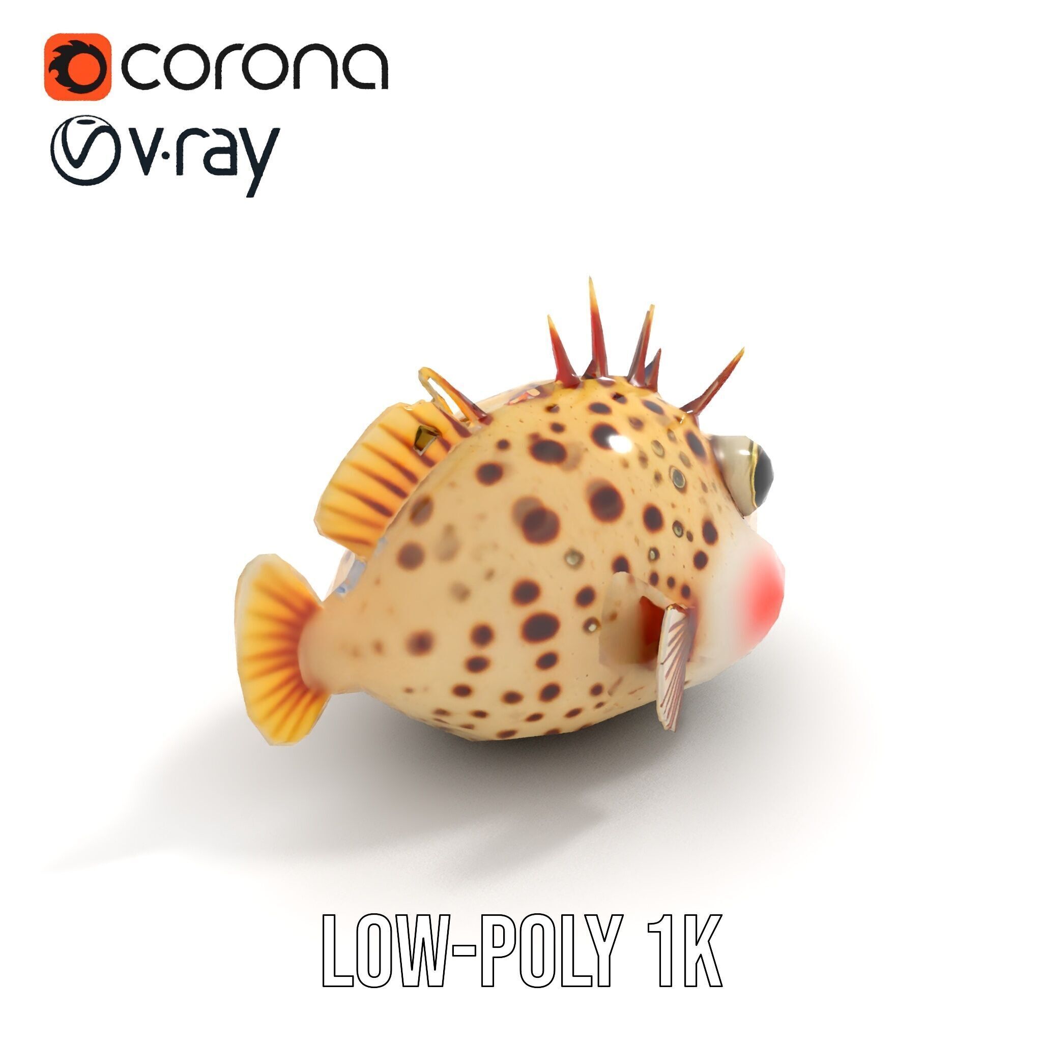 Spiky Fish Model Pack Cartoon Style D Model Collection Low-poly 3D model_20