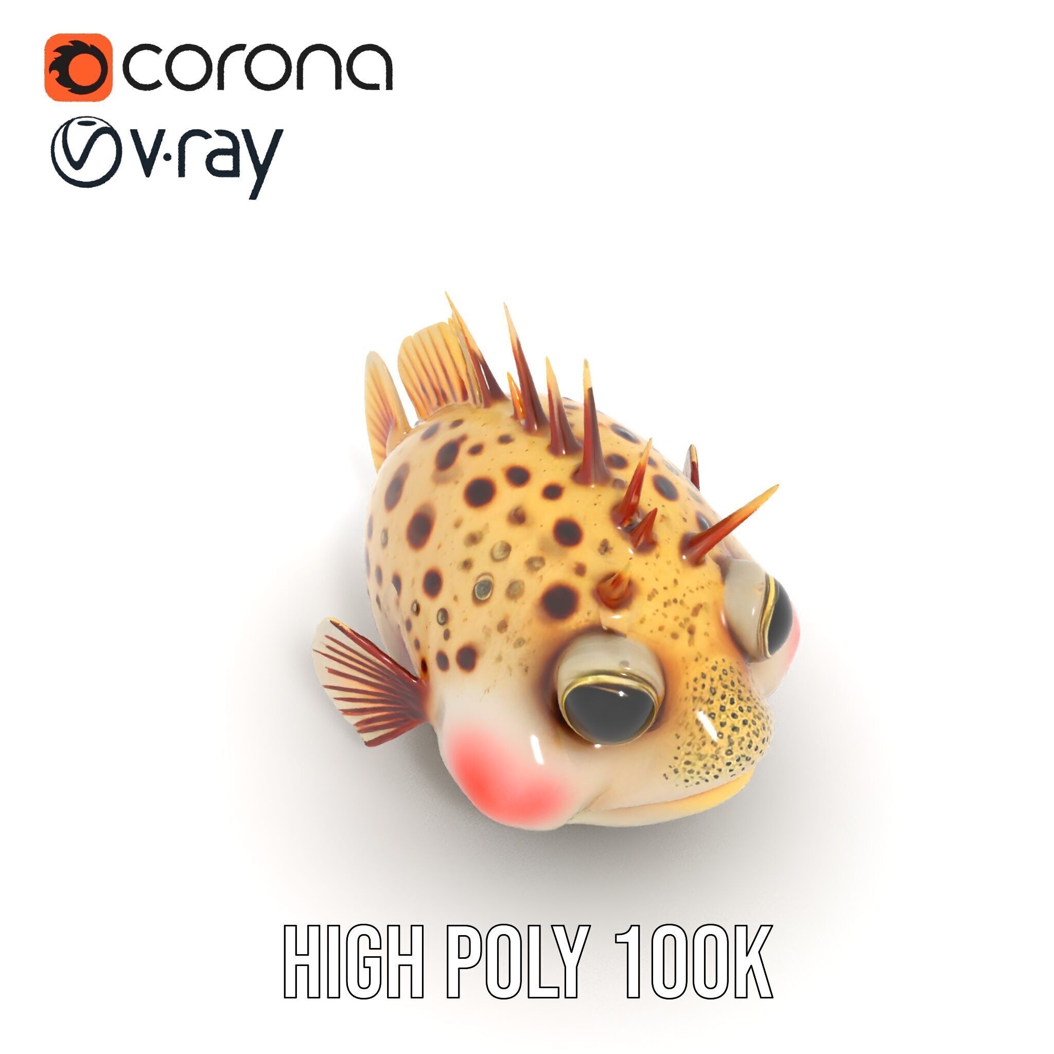 Spiky Fish Model Pack Cartoon Style D Model Collection Low-poly 3D model_21