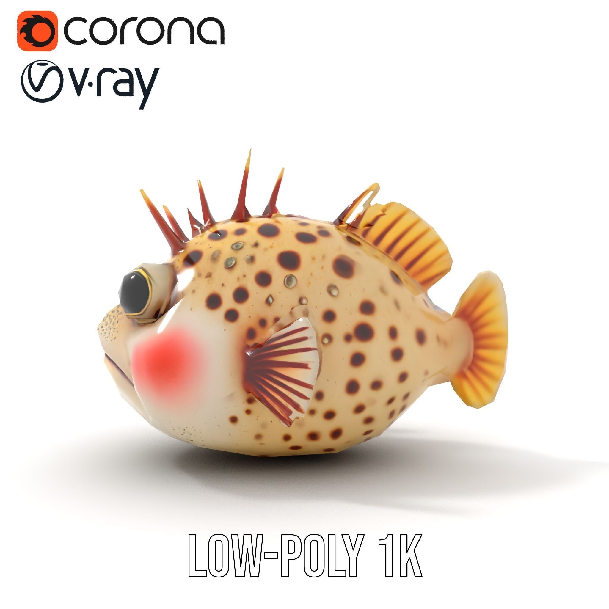 Spiky Fish Model Pack Cartoon Style D Model Collection Low-poly 3D model_17