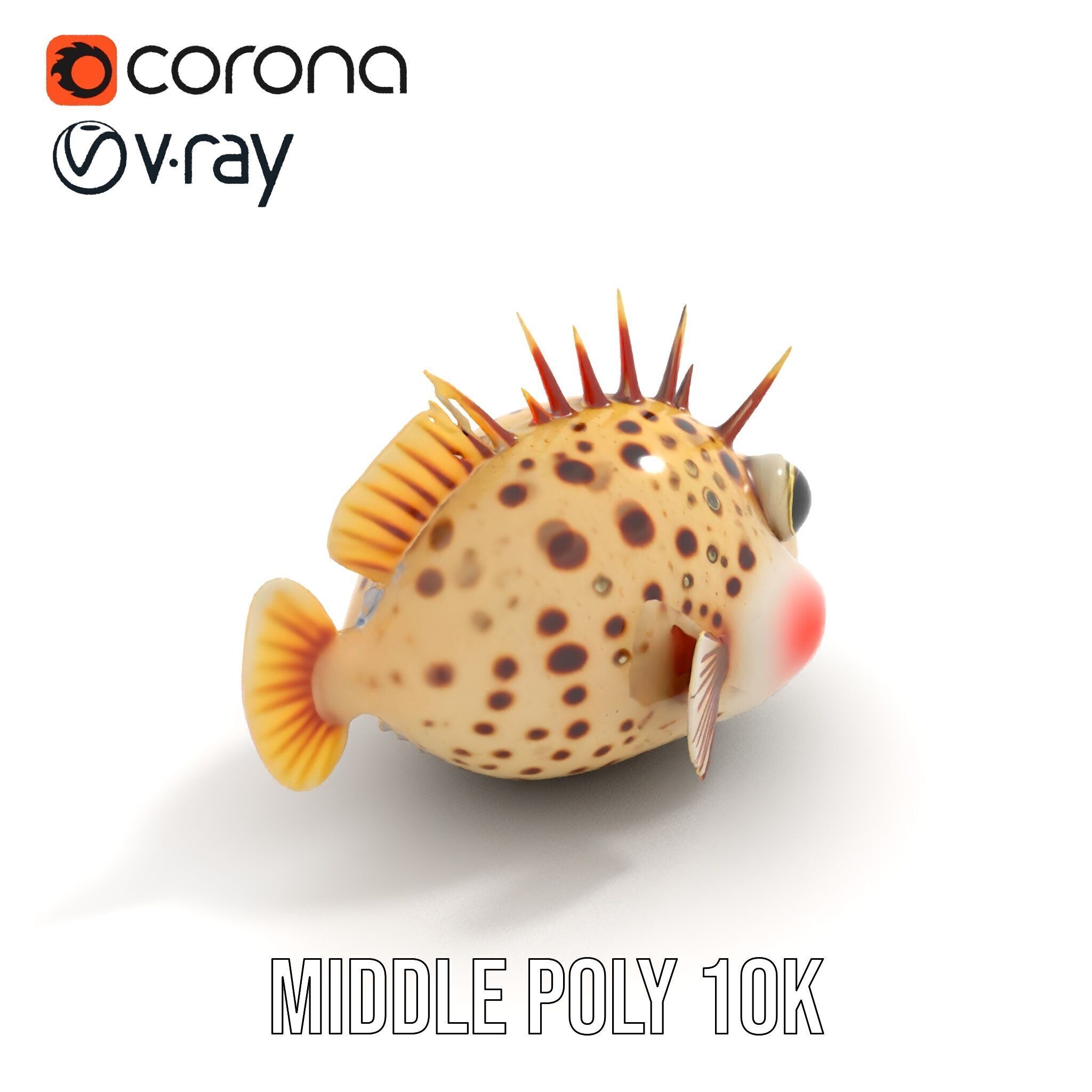 Spiky Fish Model Pack Cartoon Style D Model Collection Low-poly 3D model_16