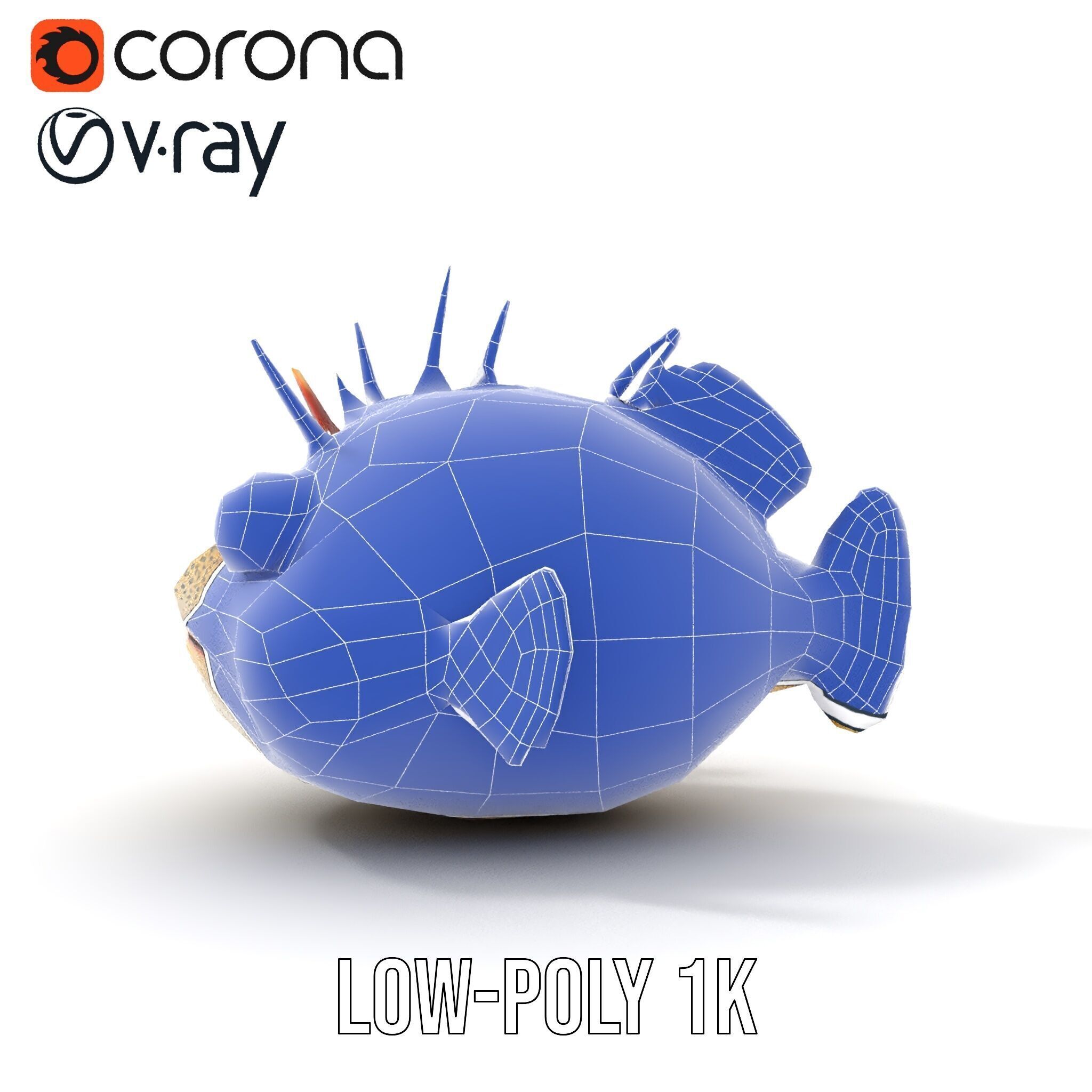 Spiky Fish Model Pack Cartoon Style D Model Collection Low-poly 3D model_31