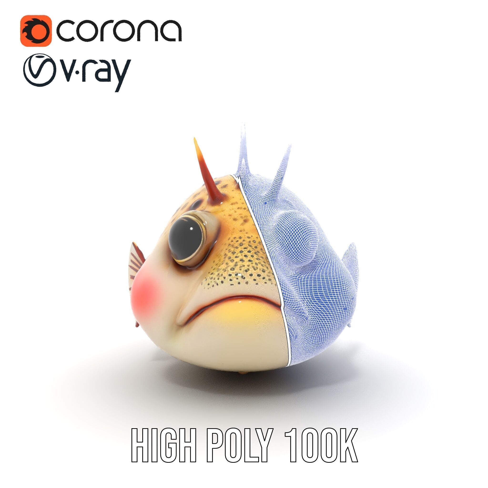 Spiky Fish Model Pack Cartoon Style D Model Collection Low-poly 3D model_27