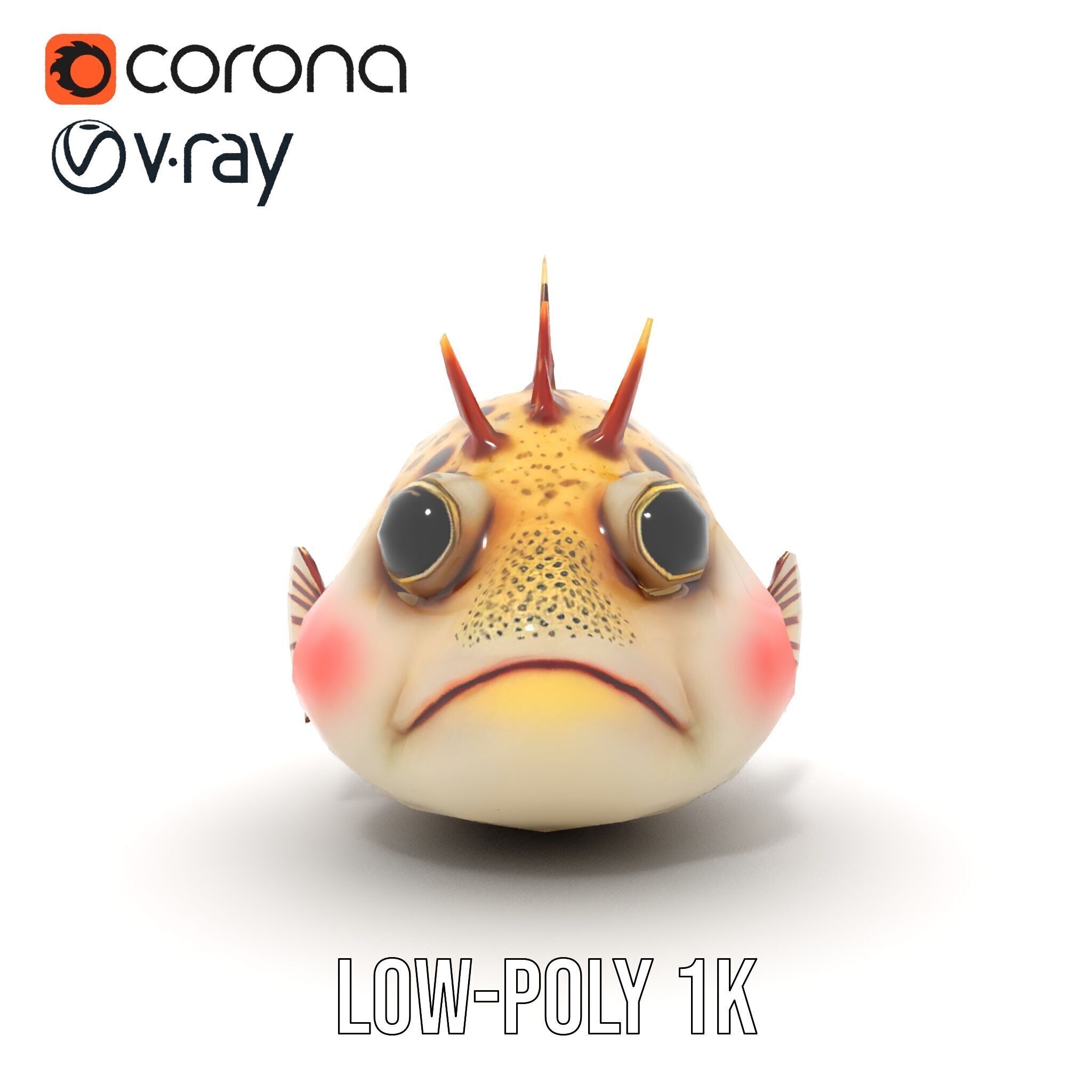 Spiky Fish Model Pack Cartoon Style D Model Collection Low-poly 3D model_10