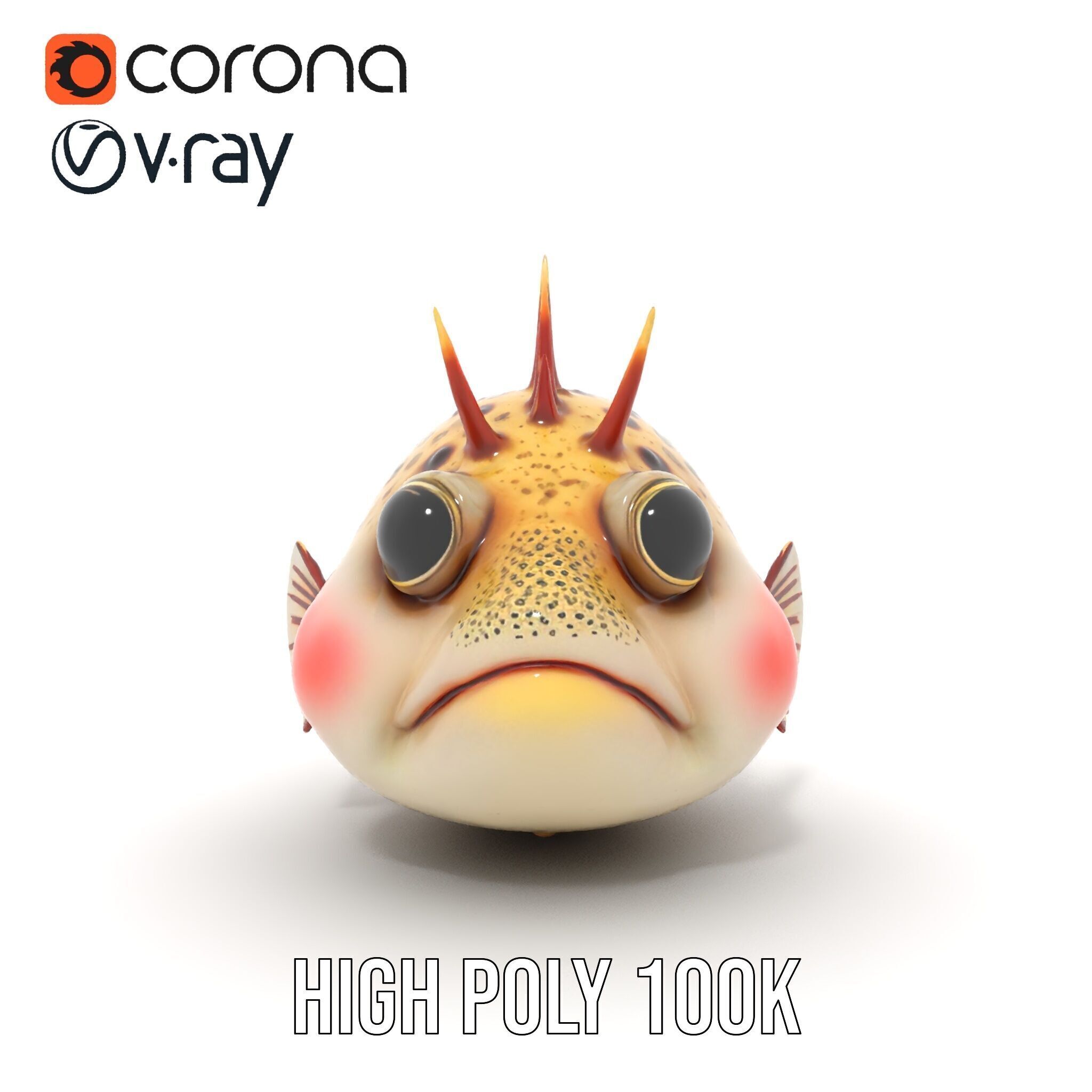 Spiky Fish Model Pack Cartoon Style D Model Collection Low-poly 3D model_34