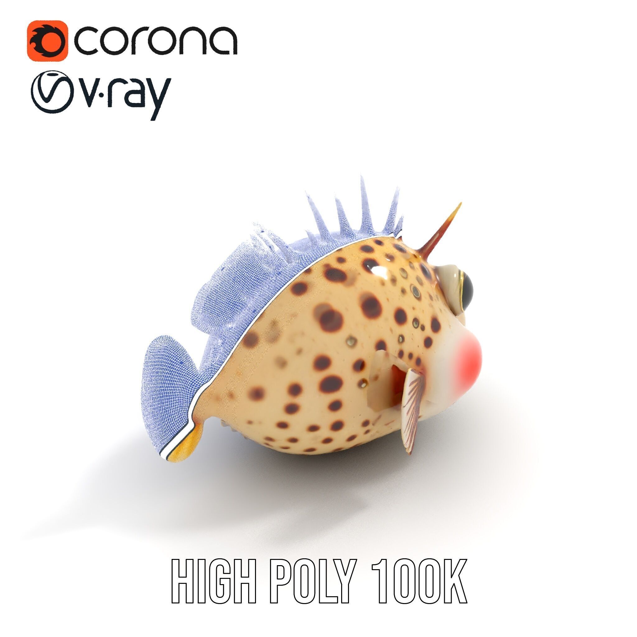 Spiky Fish Model Pack Cartoon Style D Model Collection Low-poly 3D model_32
