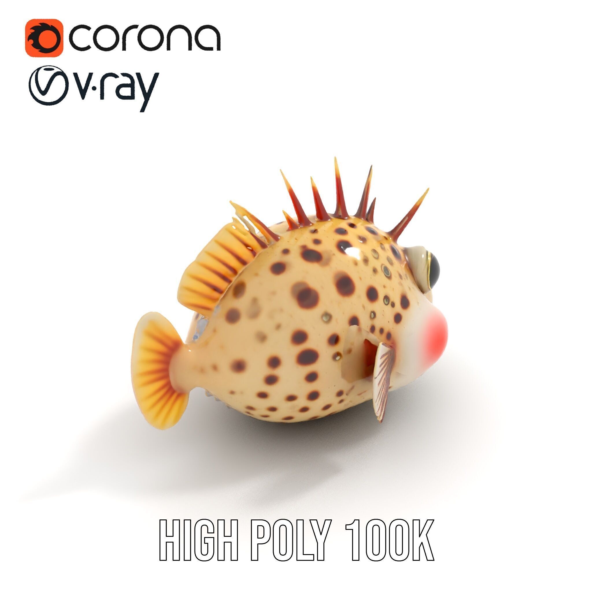 Spiky Fish Model Pack Cartoon Style D Model Collection Low-poly 3D model_24