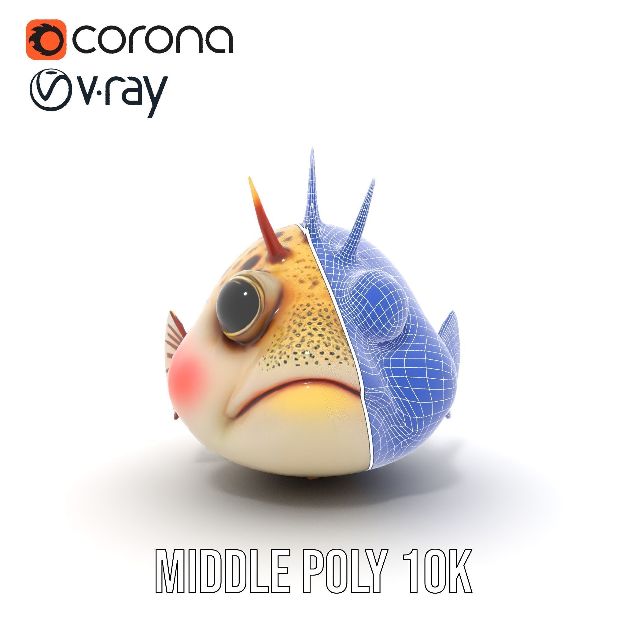 Spiky Fish Model Pack Cartoon Style D Model Collection Low-poly 3D model_28