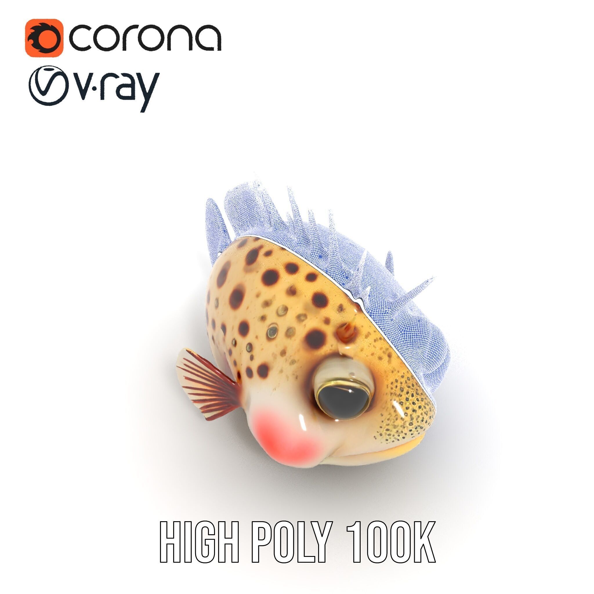 Spiky Fish Model Pack Cartoon Style D Model Collection Low-poly 3D model_35
