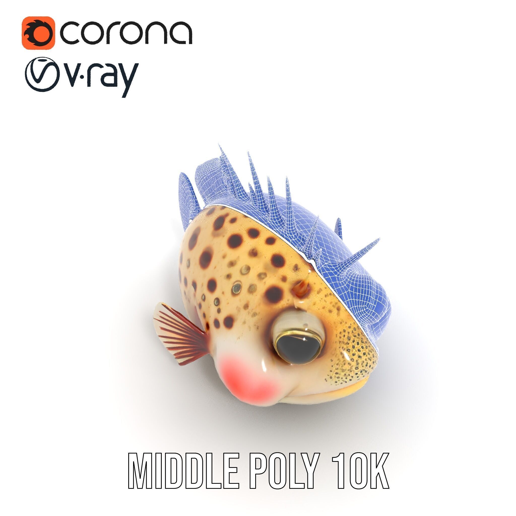 Spiky Fish Model Pack Cartoon Style D Model Collection Low-poly 3D model_30