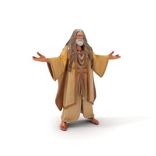 Grand Sage Rigged and Animated Elderly Character Model in Robes Low-poly 3D model