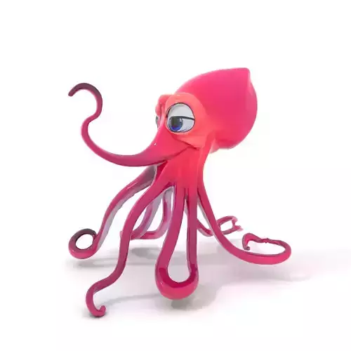 Cartoon Pink Octopus Character Model Pack Low-poly 3D model