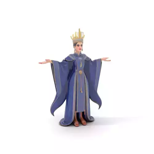 Regal Queen Character Model in Royal Gown  Rigged and Animated Low-poly 3D model