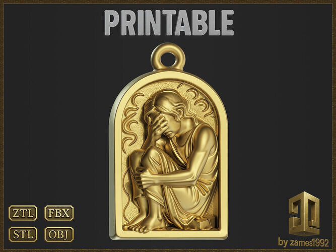 Sad Reflective Pendant  3D print model