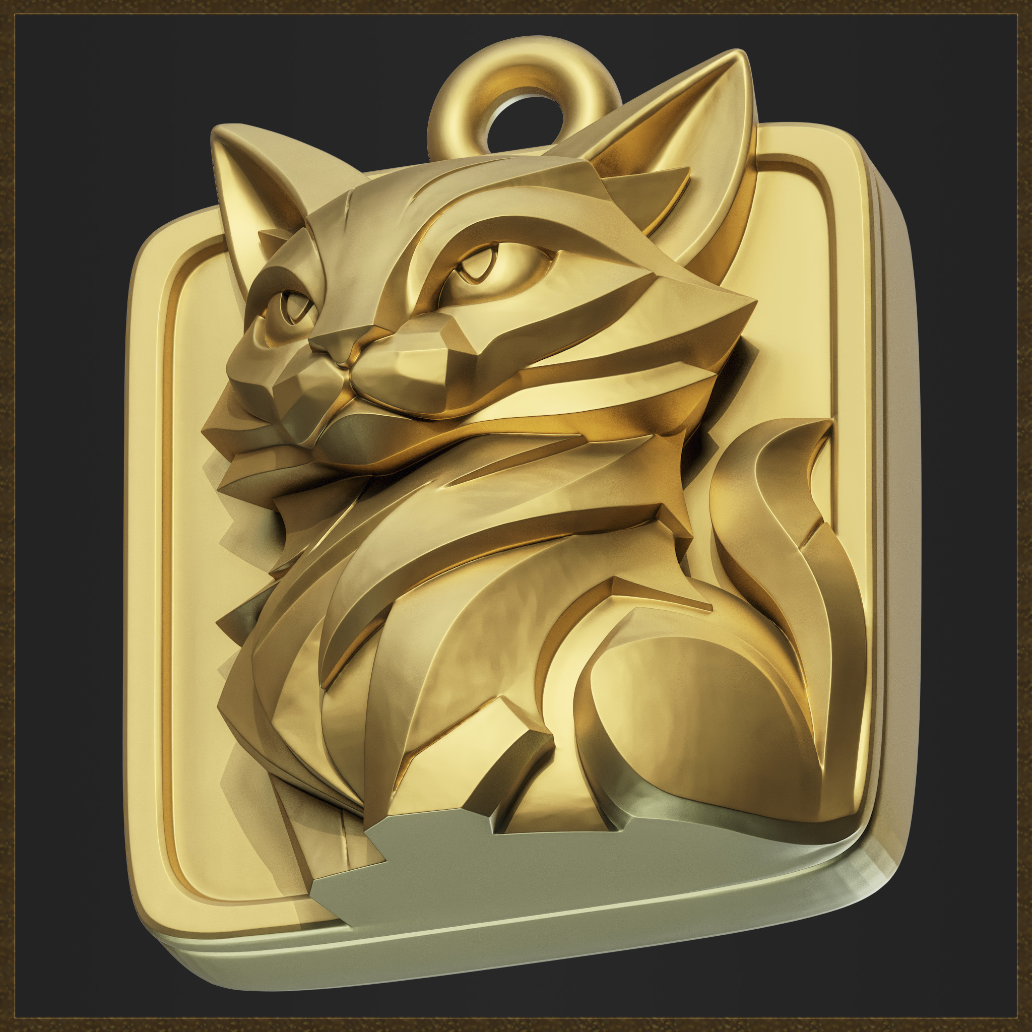 Geometric Cat Pendant 3D print model_5