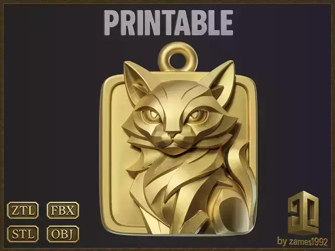 Geometric Cat Pendant