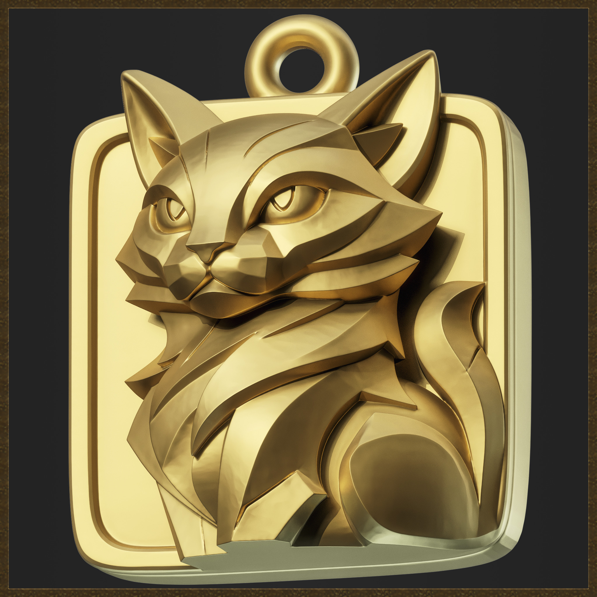 Geometric Cat Pendant 3D print model_2