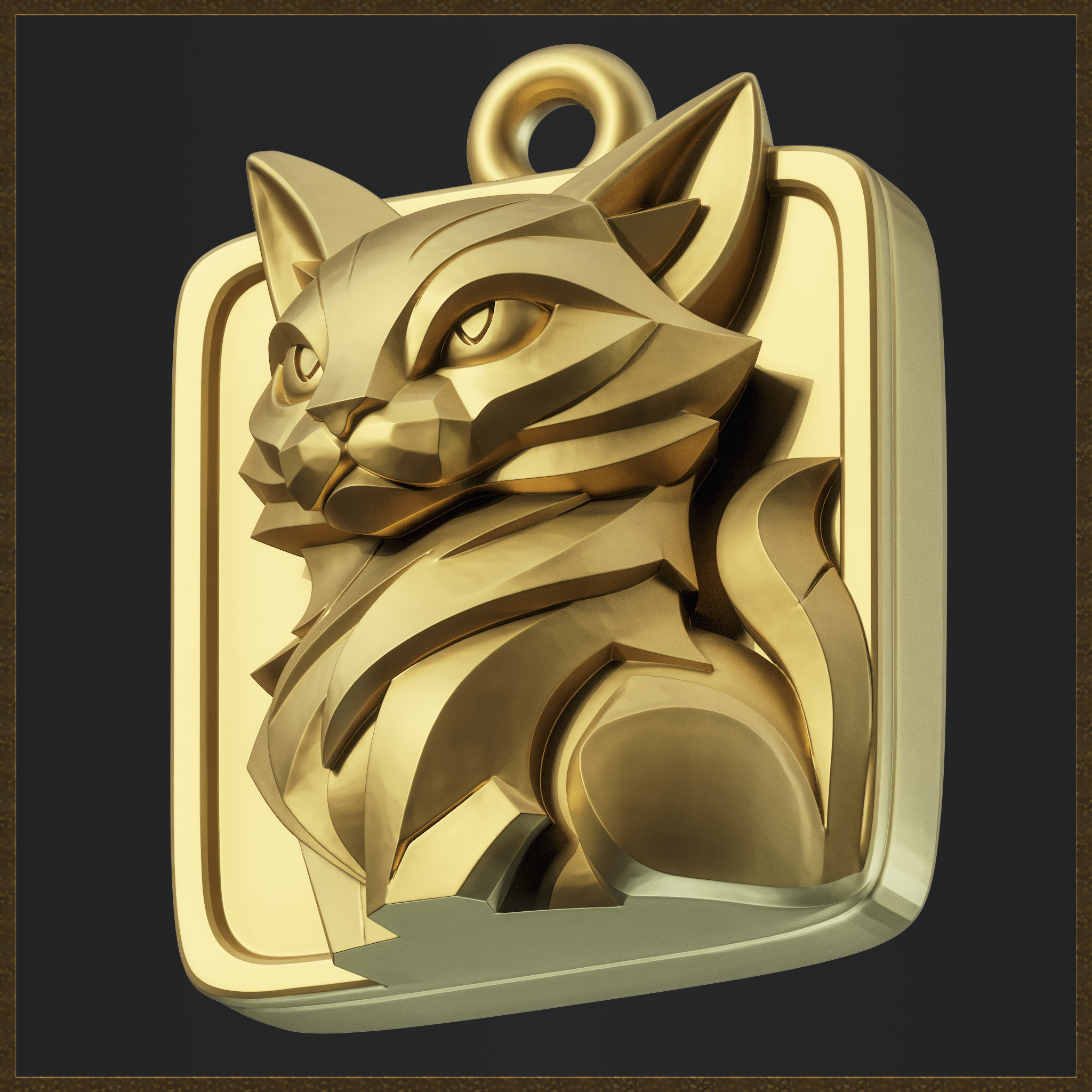 Geometric Cat Pendant 3D print model_6