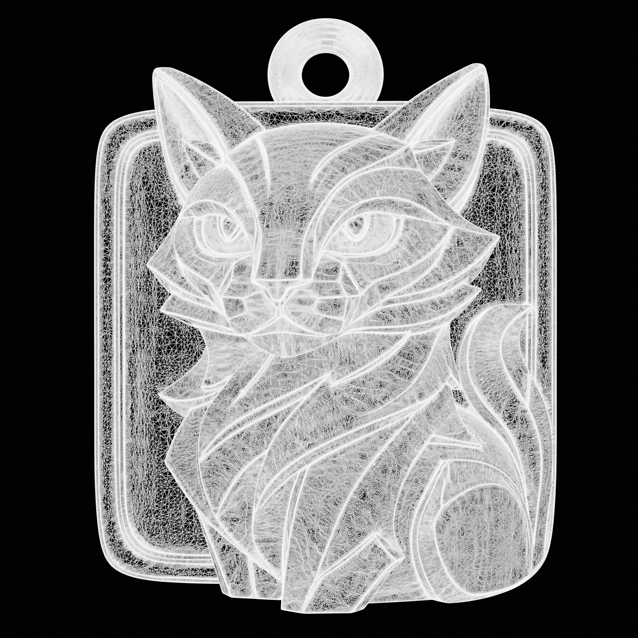 Geometric Cat Pendant 3D print model_7