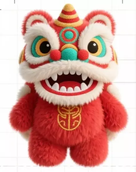 Plush Lion Dance Doll 3D model