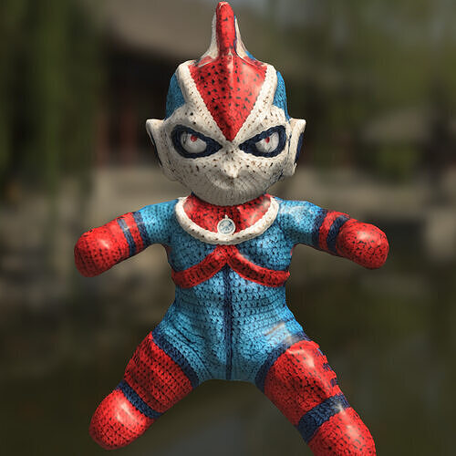 Knitted Superhero Alien Low-poly 3D model