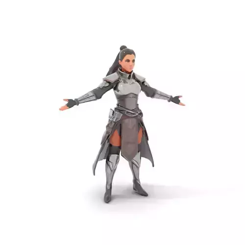 Armored Warrior Princess Rigged and Animated D Model
