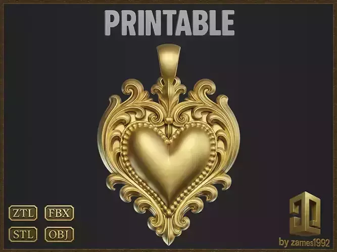 Golden Heart Decorative Pendant