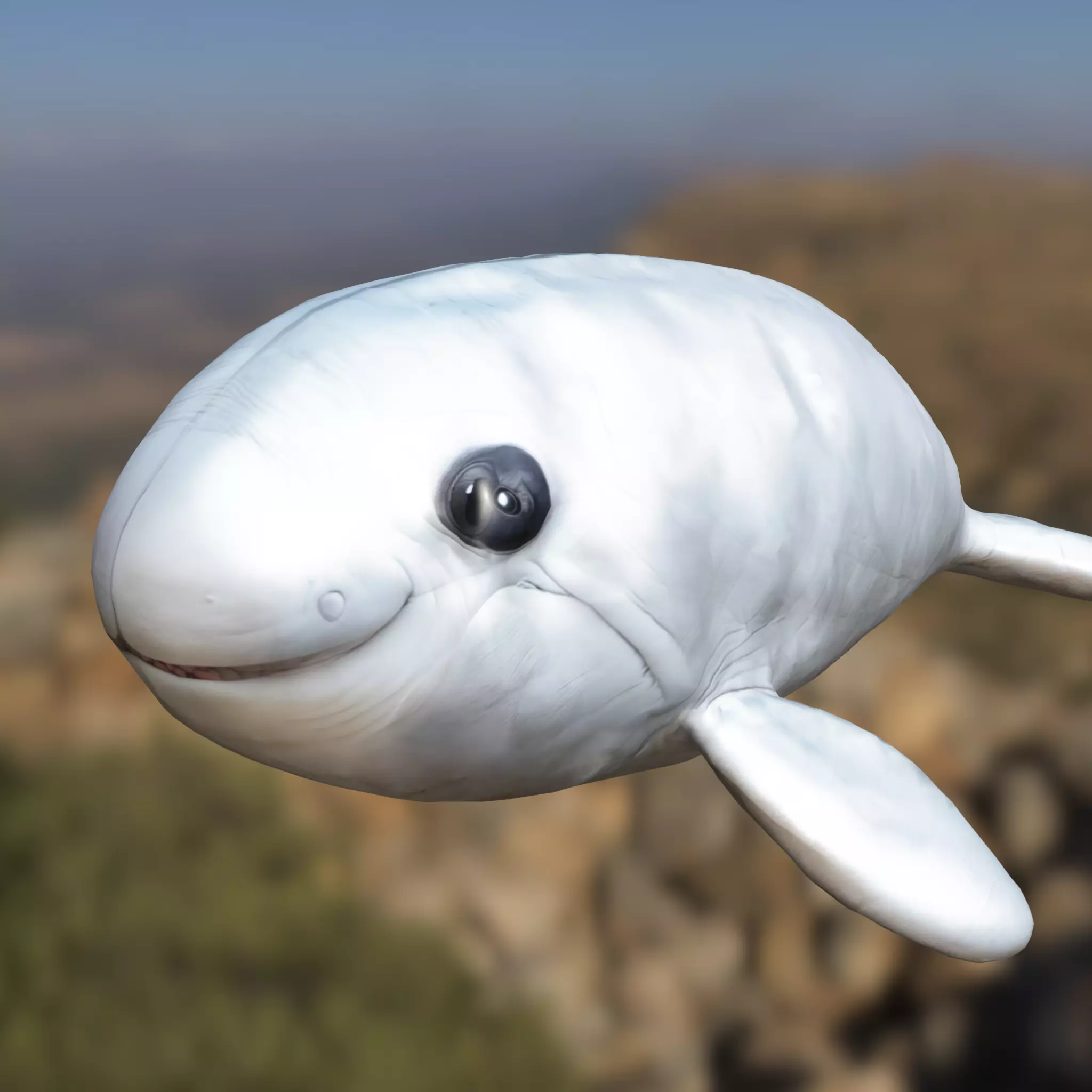 Cartoon Beluga Whale Low-poly 3D model_0