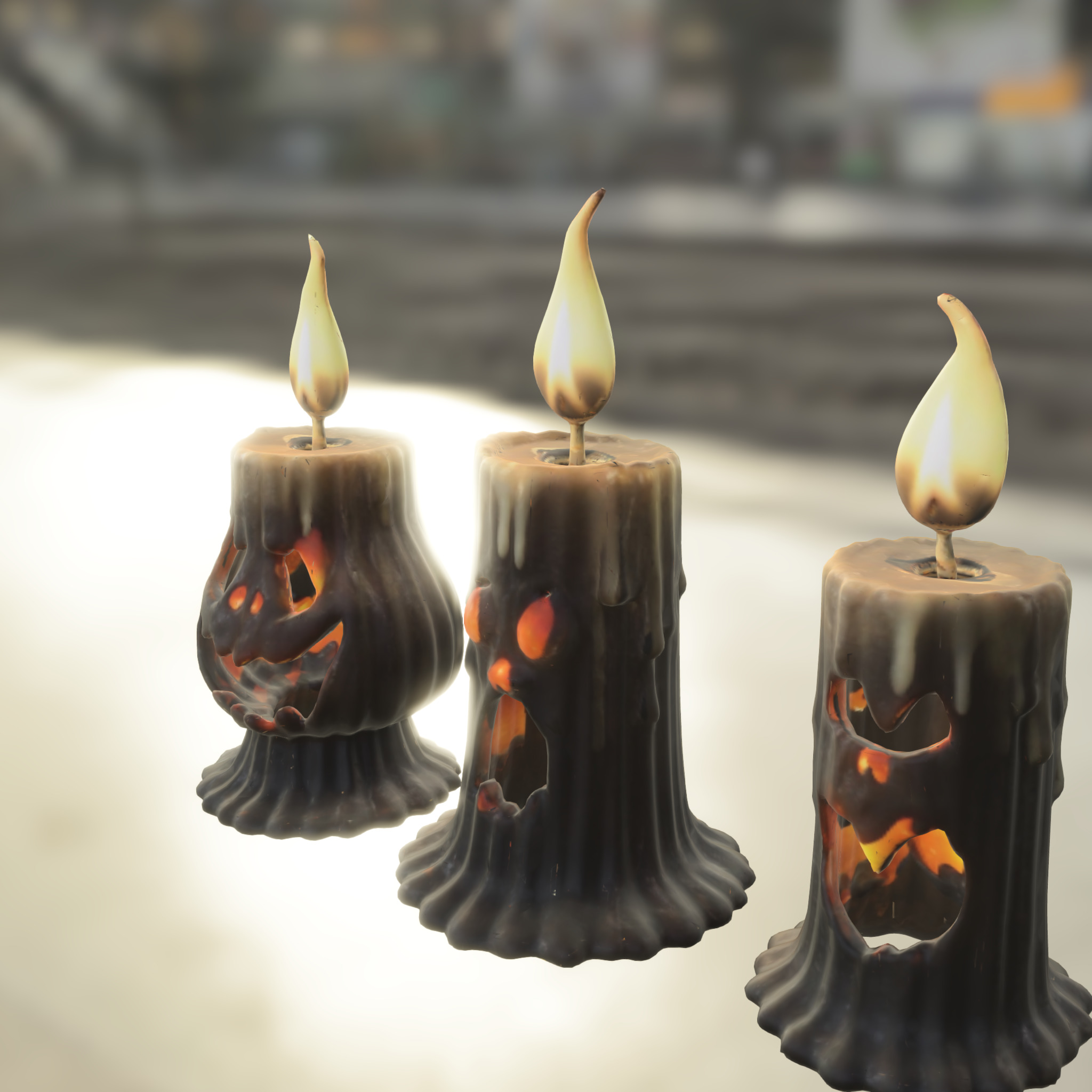 Haunted Halloween Candles Low-poly 3D model_3