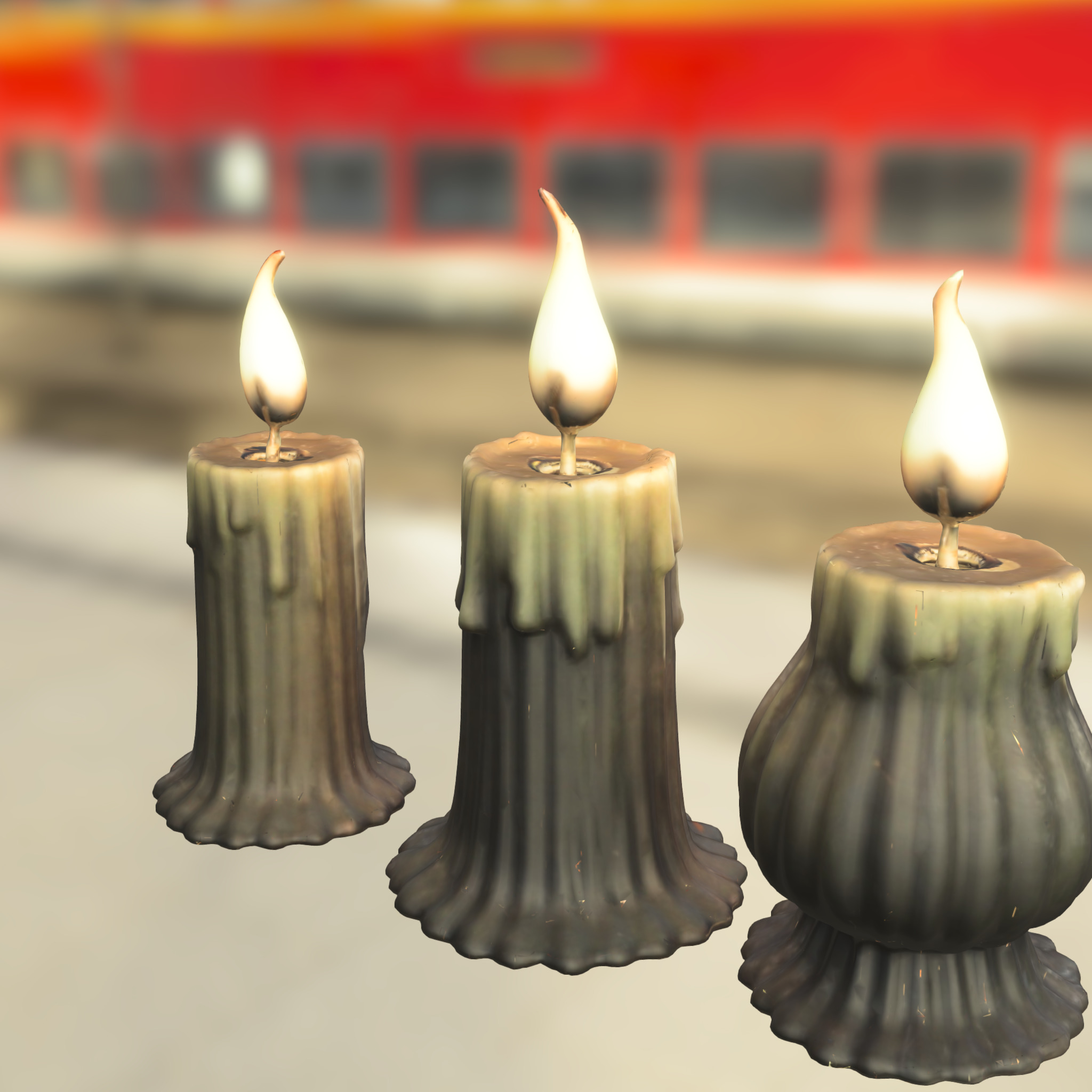 Haunted Halloween Candles Low-poly 3D model_5